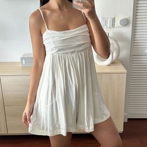 Free People Romper Womens Small Soft Cotton Ruched Flowy Skort Ivory